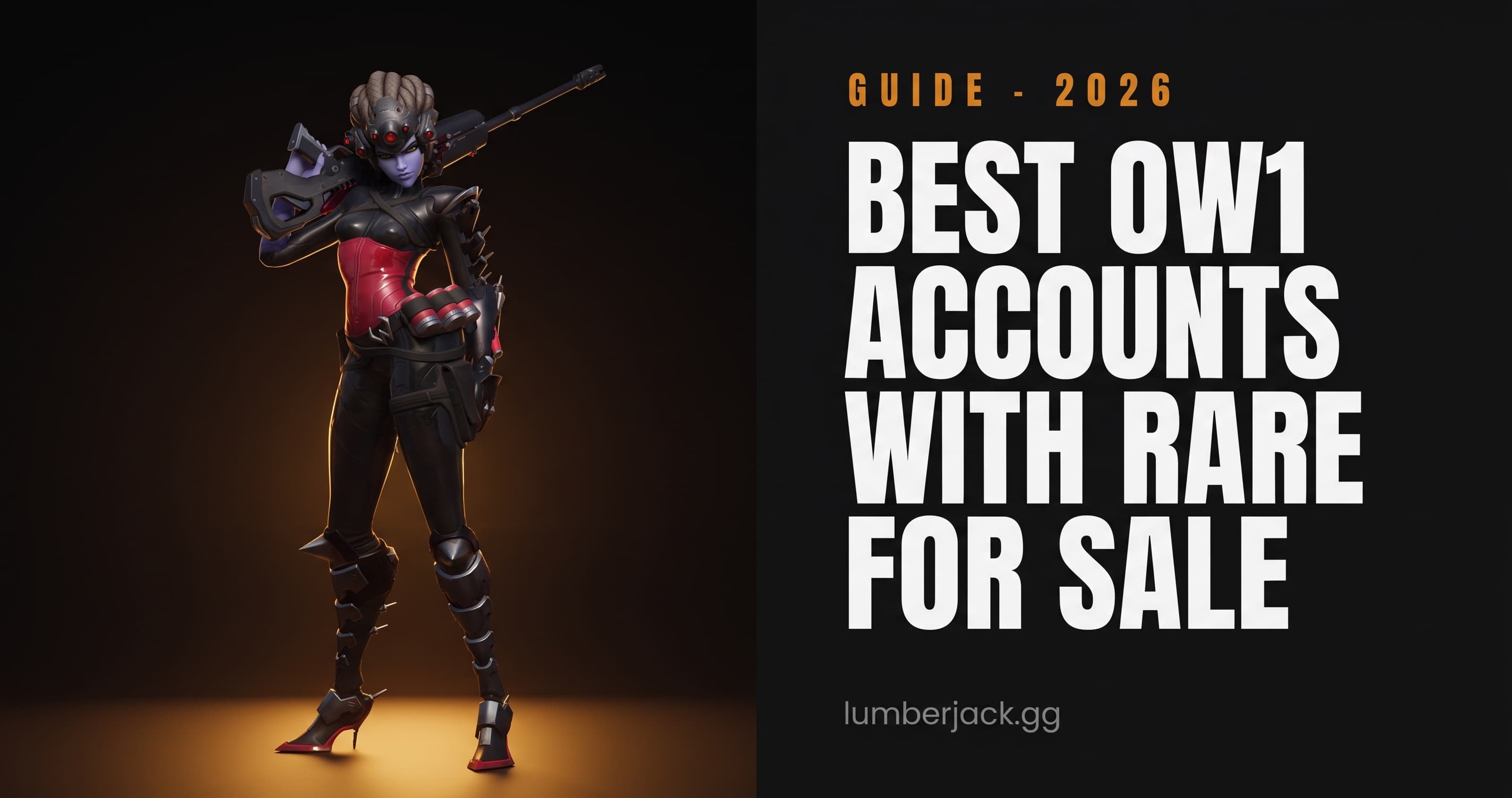 Best OW1 accounts with rare skins for sale in 2026, featuring Noire Widowmaker, Oni Genji, and Demon Hunter Sombra